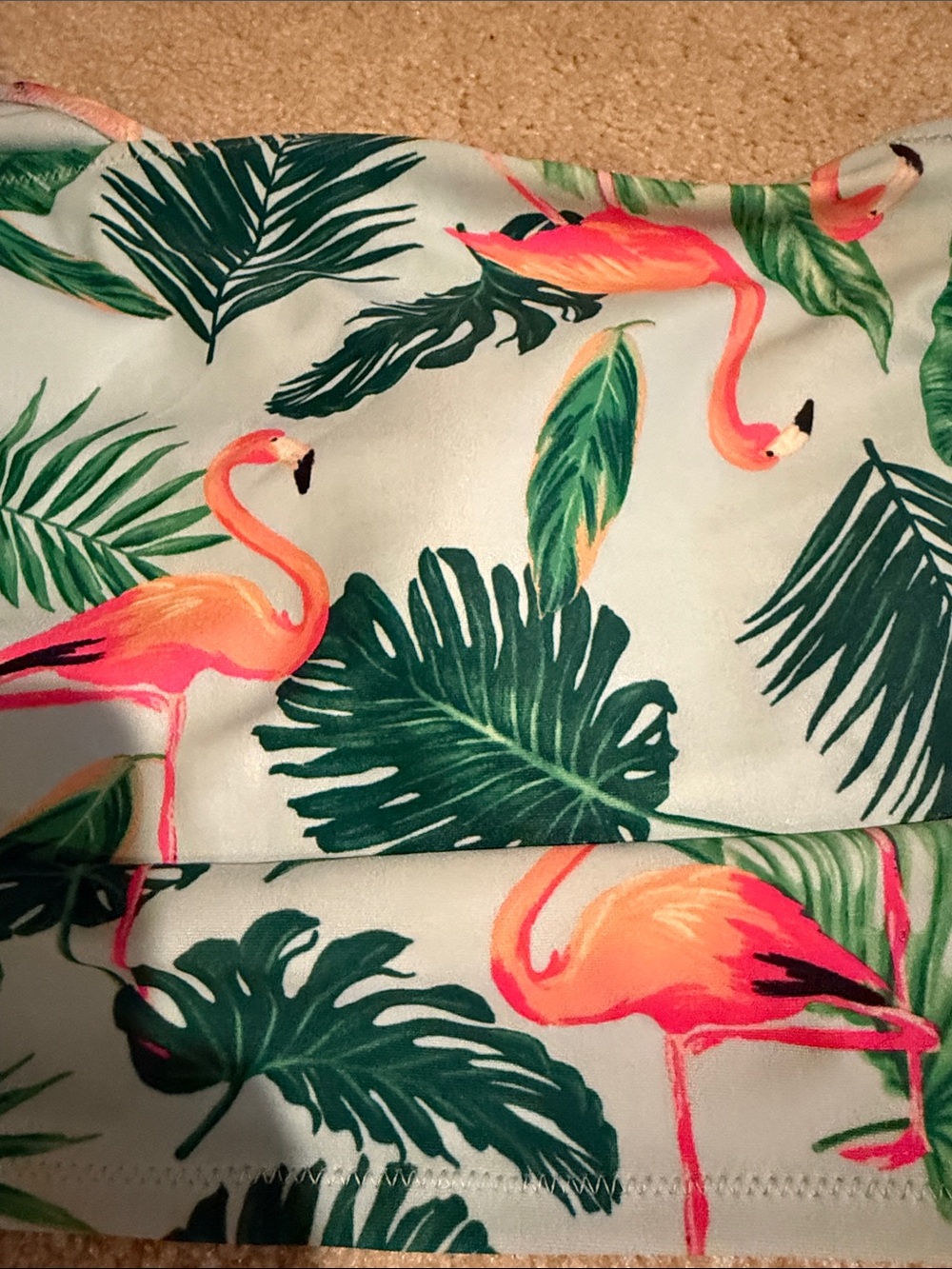 Old Navy Tropical Flamingo Print Bikini Top - Green & Pink - Picture 2 of 7